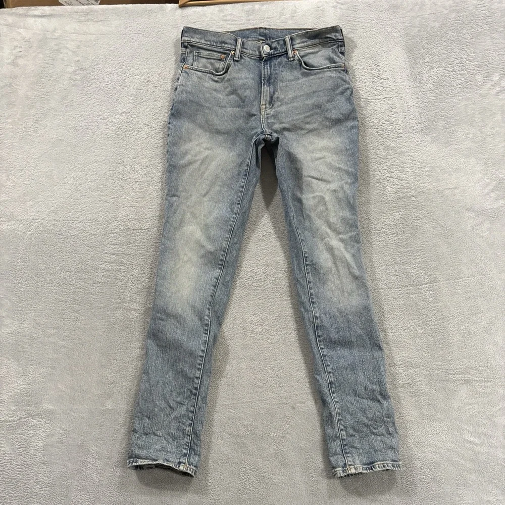 H&M Jeans Men's 32x30 Low Waist Skinny Slim Denim Blue Stonewash Normcore Casual